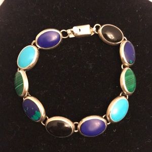Genuine 925 sterling silver bracelet w/stones